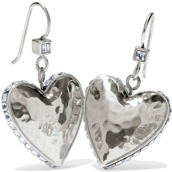 🔥NWT🔥 Brighton SPECTRUM LOVE Clear Crystal Heart French Wire Earrings MSRP $98 - Picture 1 of 2